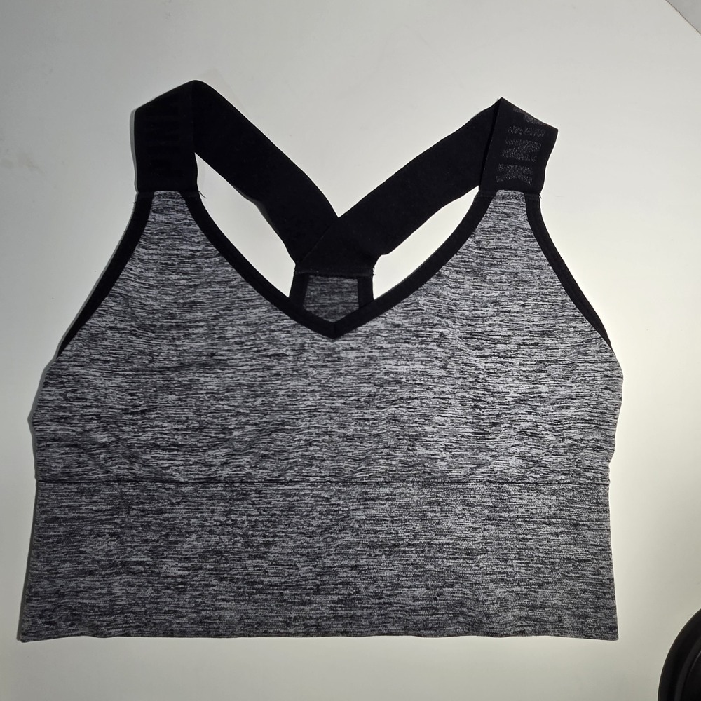 Victoria's Secret PINK Sport Medium Gray Black Lightly Lined Racerback Bra